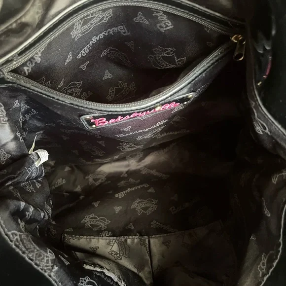 Betsey Johnson Black and Red Lips Tote - Picture 5 of 7